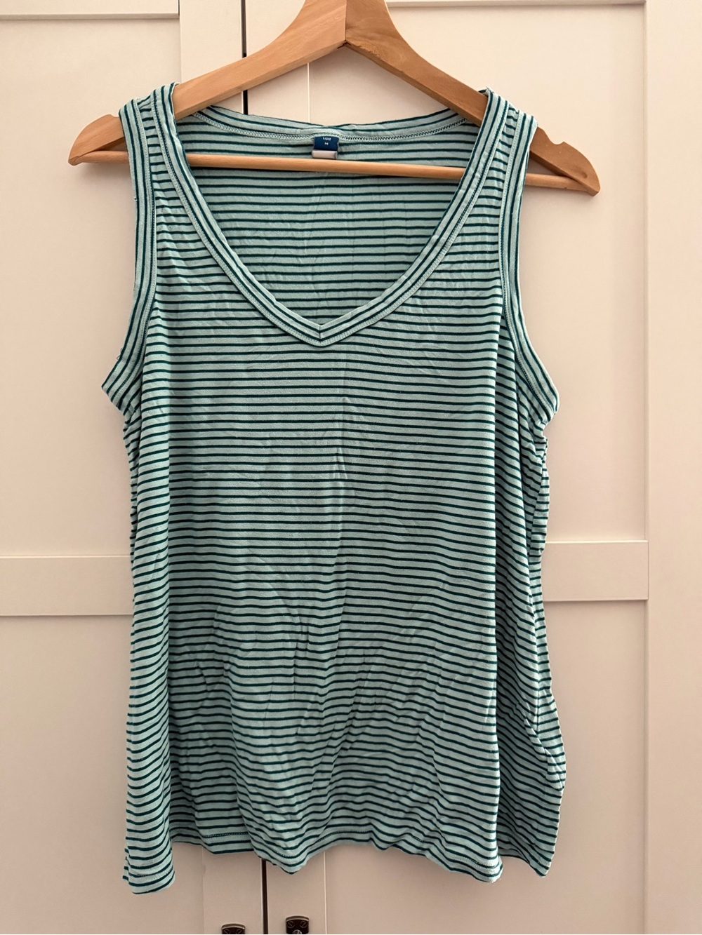 Old Navy Mint and Navy Striped V-Neck Tank